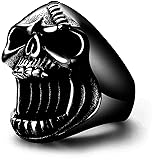 LAOYOU Black Skull Rings for Men Gothic Biker Punk