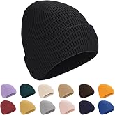 ZOORON 1&2 Unisex Thick Knitted Beanie for Men Women Cuffed Plain Hat Winter Slouchy Ski Beanies