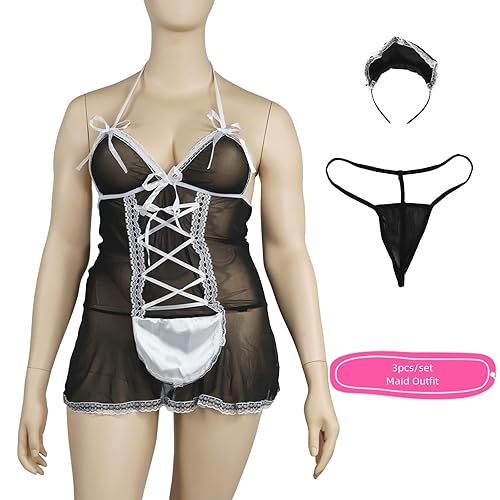 sexy lingerie playboy Women Sexy Maid Costume Roleplay Lingerie Nightdress with Choker main image 1