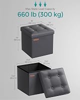 SONGMICS MAZIE Storage Ottoman 38 cm Folding Foot Rest Slate Grey LSF030G51 view 5