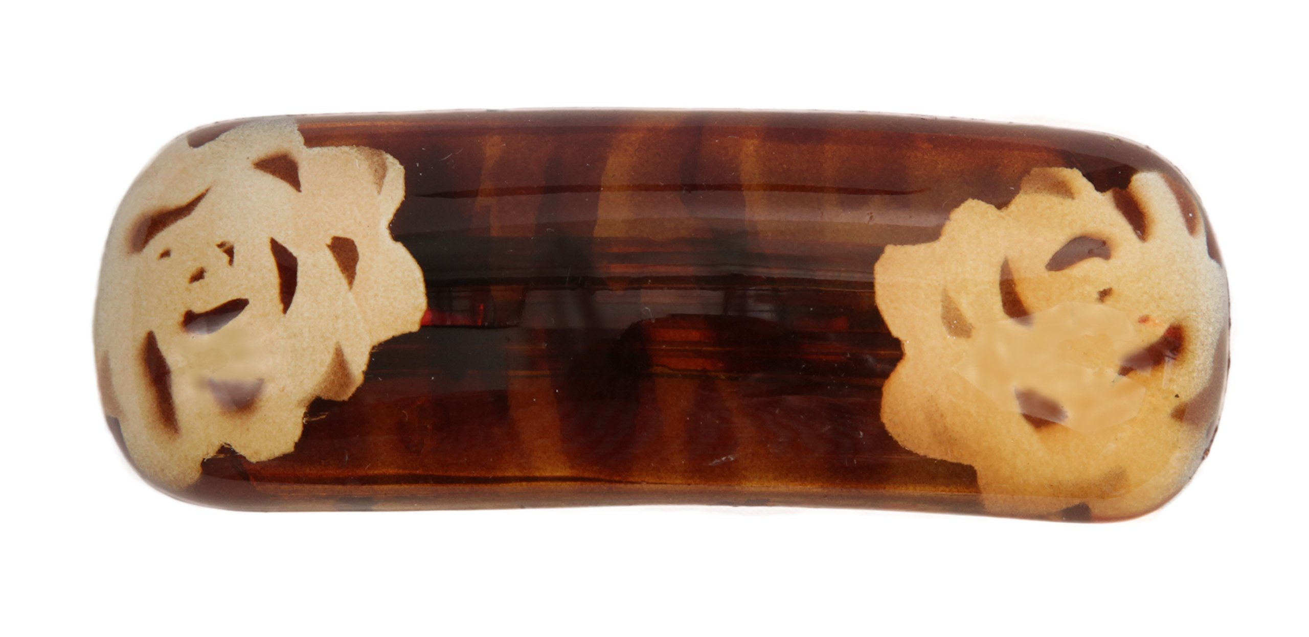 Caravan Tortoise Shell Hand Painted Roses Design on French Bump Automatic Barrette