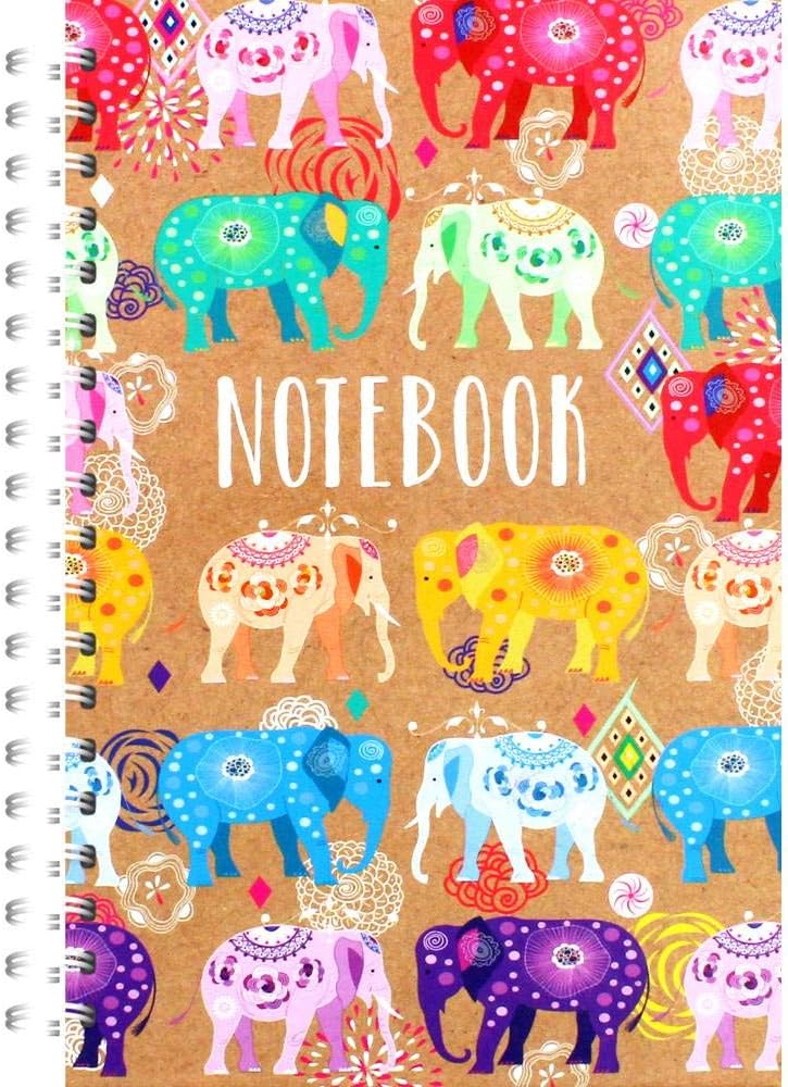 A5 Wiro Bright Elephants Notebook