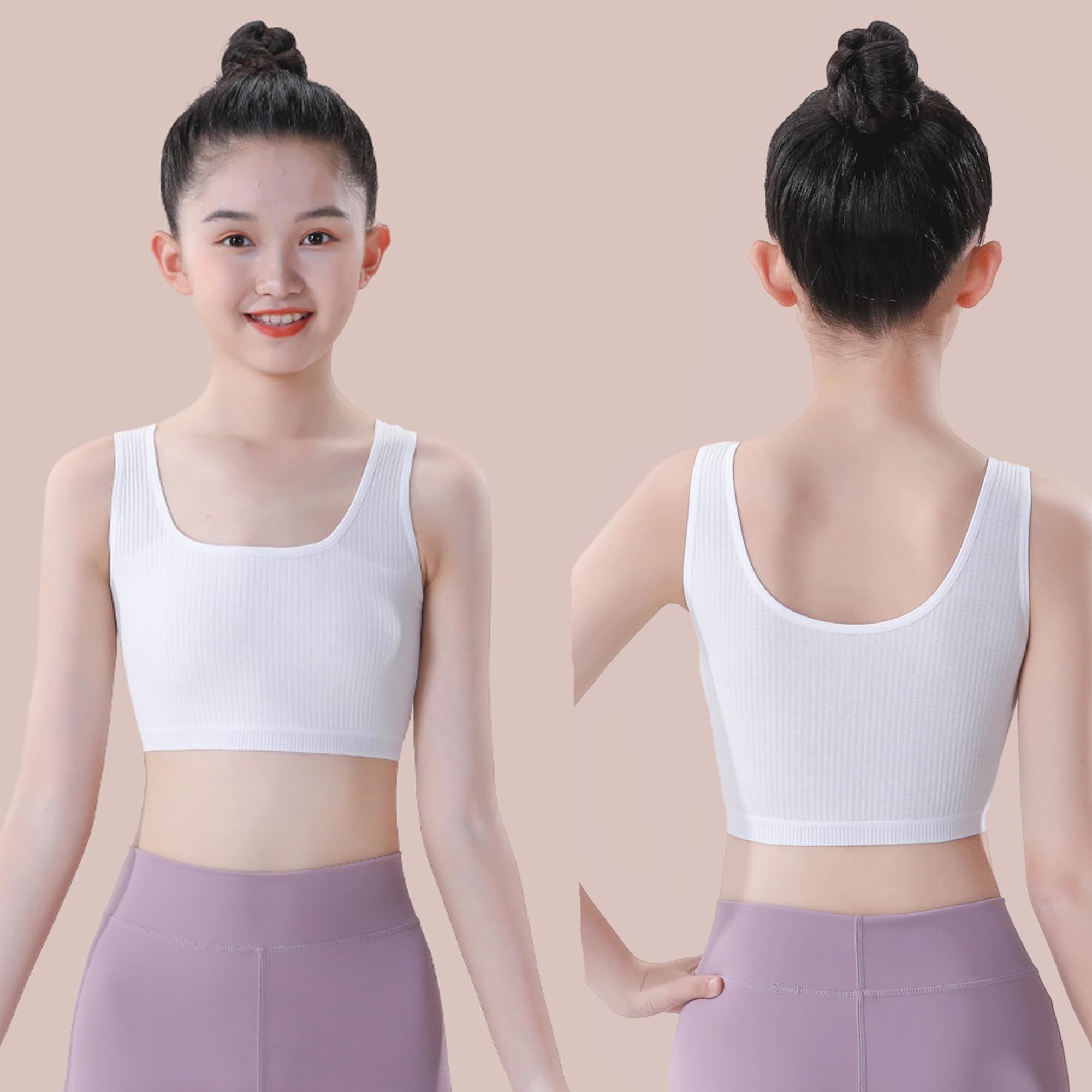 Girls Bra, 6PCS Girls Training Bra Cotton Bralette Seamless Cami Crop Bras