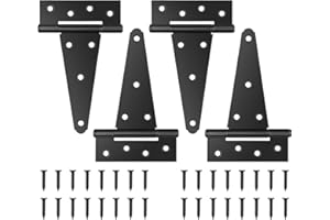 DURIGID 4 Pack 6 Inch Hinges Heavy Duty for Wood, Vinyl and Metal Gates, T Strap Hinges Used for Smaller Projects Like Cabinet Doors, Small Garden Gates, or Shed Windows
