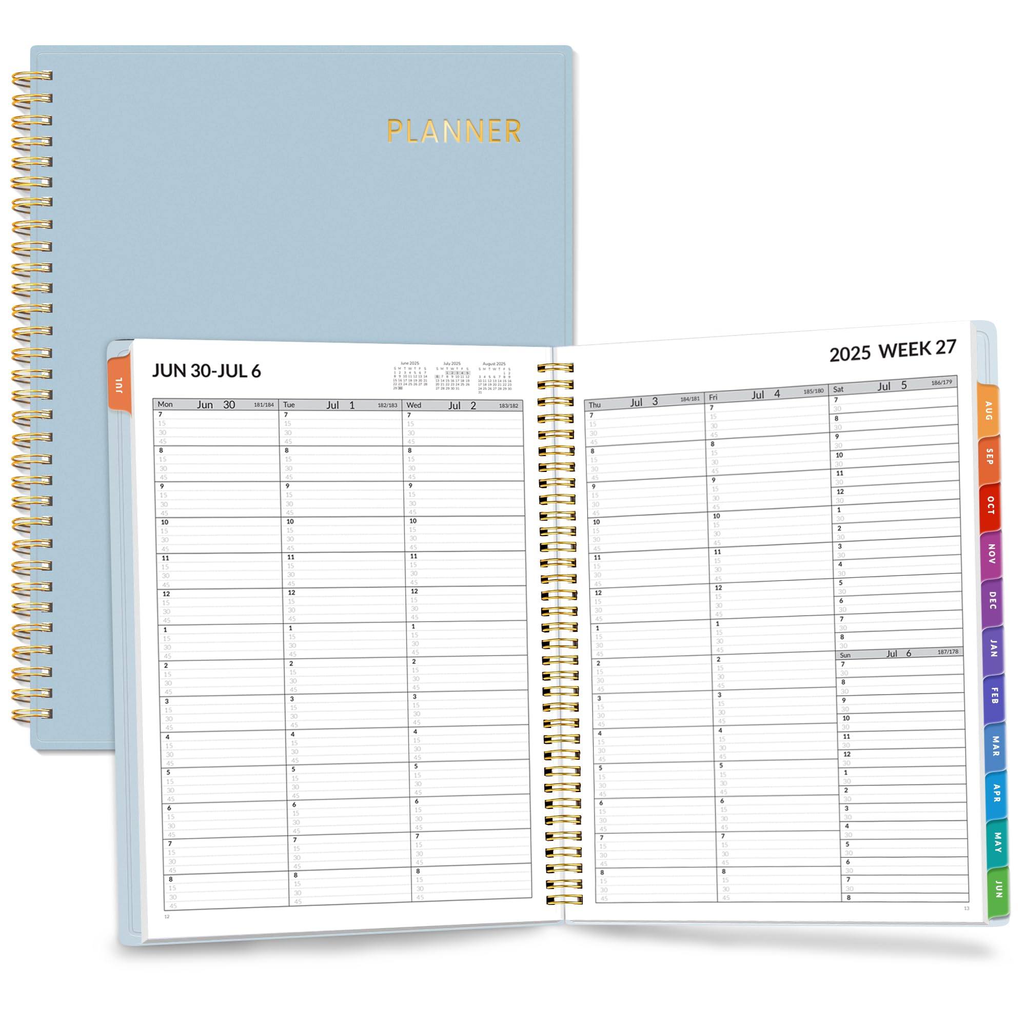 Photo 1 of SUNEE 2025-2026 Appointment Book, Quarter-Hourly, Weekly & Monthly - from July 2025 to June 2026, 8.5"x11" Academic Planner, Flexible Cover, Note Pages, Pockets, Bookmark, Spiral Binding, Blue