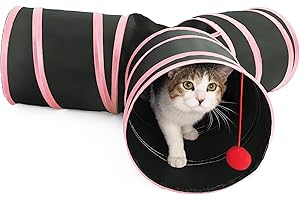 2 BROTHERS WHOLESALE 3-Way Cat Tunnels for Indoor Cats - Rabbit Tunnels and Hideouts - Durable and Collapsible Cat Tubes and Tunnels for Active Play (Pink)
