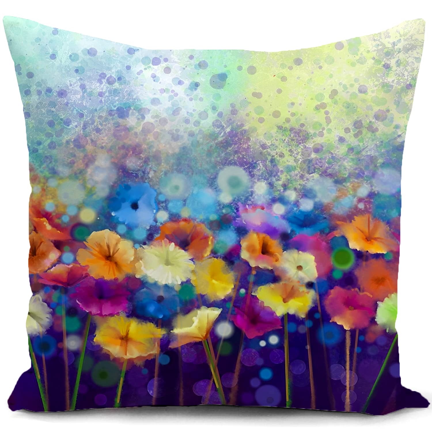 HUASHUZI Cushion Cover Flowers Floral Blue Purple Pillow Cover Outdoor Decor Home Throw Pillow Case Decorate for Garden Livingroom Couch Patio Furniture Sofa 18"x18"(45x45cm — image 1