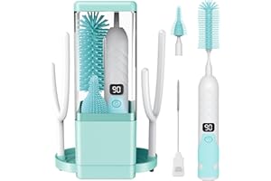 AEROFROG Electric Bottle Brush Cleaner,Electric Baby Bottle Brush Cleaner, Baby Bottle Washer,8 in 1Automatic Bottle Cleaner Brush Set,Green