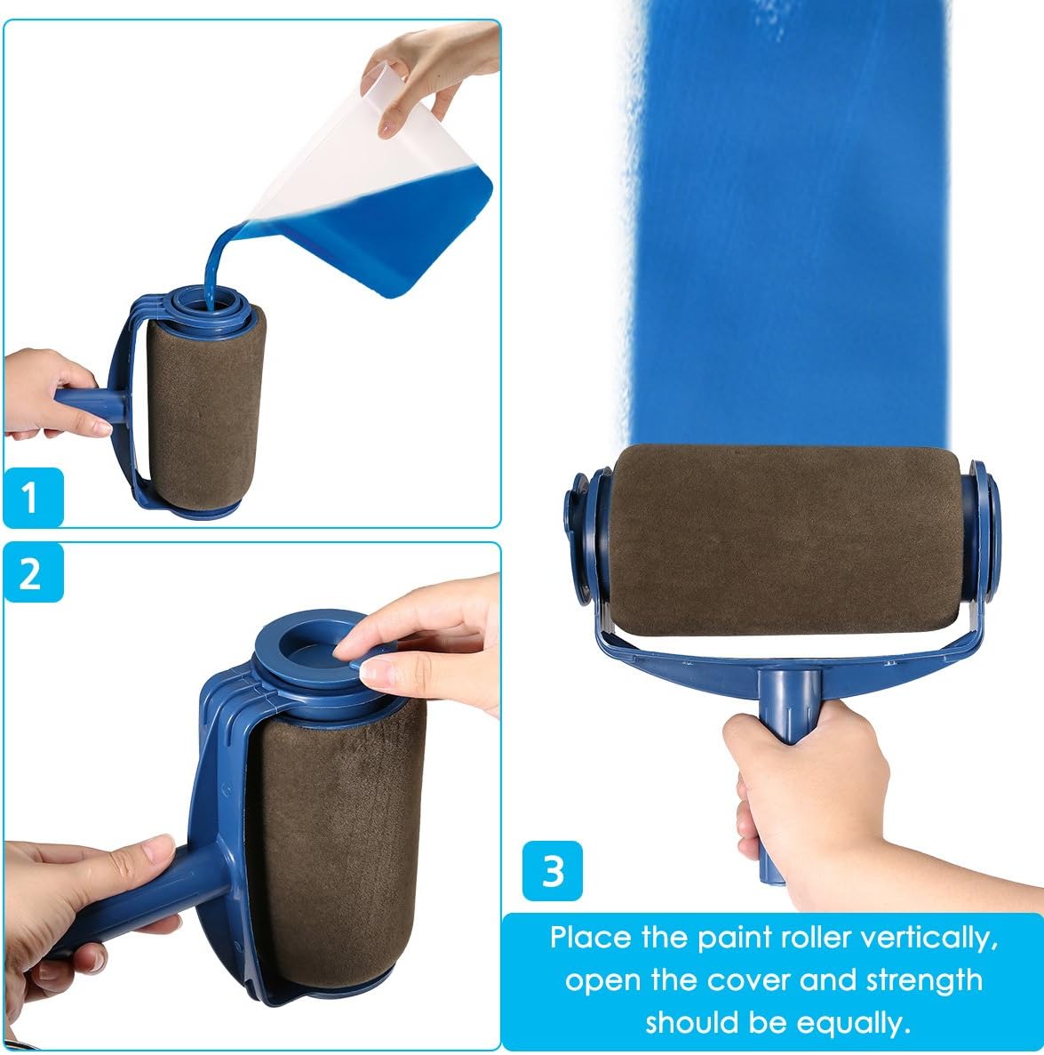 Paint Roller Brush Kit GOCHANGE 9PCS Wall Printing Brush kit With Paint Runner Pro Brush, Wall Printing Brush, 3 Telescopic Poles, Handle Flocked Edger Painting Walls And Ceilings For Home Office Room - - 