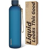 Opard Slim Water Bottle 32oz, Dishwasher Safe Plastic Water Bottle BPA-Free, Leakproof Screw Top, Midnight Blue, Reusable for Travel School Sport Gym Hiking