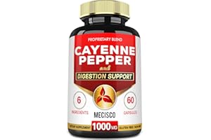 Mecisco 6in1 Cayenne Pepper Capsules with Ginger Root, Beet Root, and Black Pepper and More - 60 Capsules - Cayenne Supplement Supports Digestion System, Immunity
