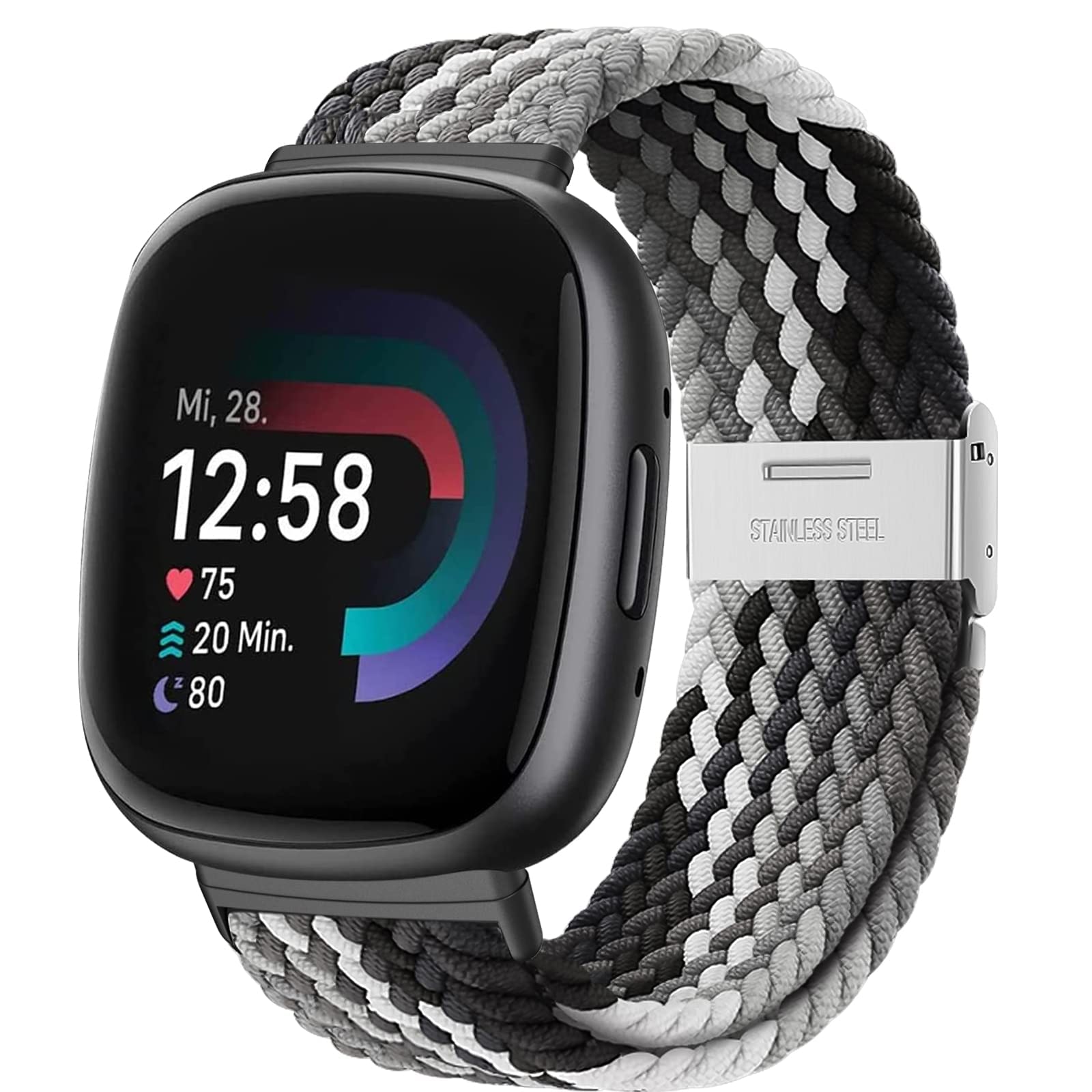 YASPARK Compatible with Fitbit Versa 4/3/Sense 2/1, Soft Elastic Nylon Sport Replacement Band for Fitbit Versa 4/3, Sense 2/1 — image 1