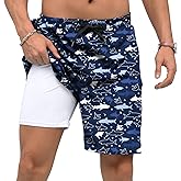 Adisputent Mens Swim Trunks with Compression Liner Quick Dry Swimsuit with Zipper Pockets Bathing Suit Beach Swim Shorts