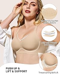 HORISUN Womens Wireless Bras Comfortable Push Up