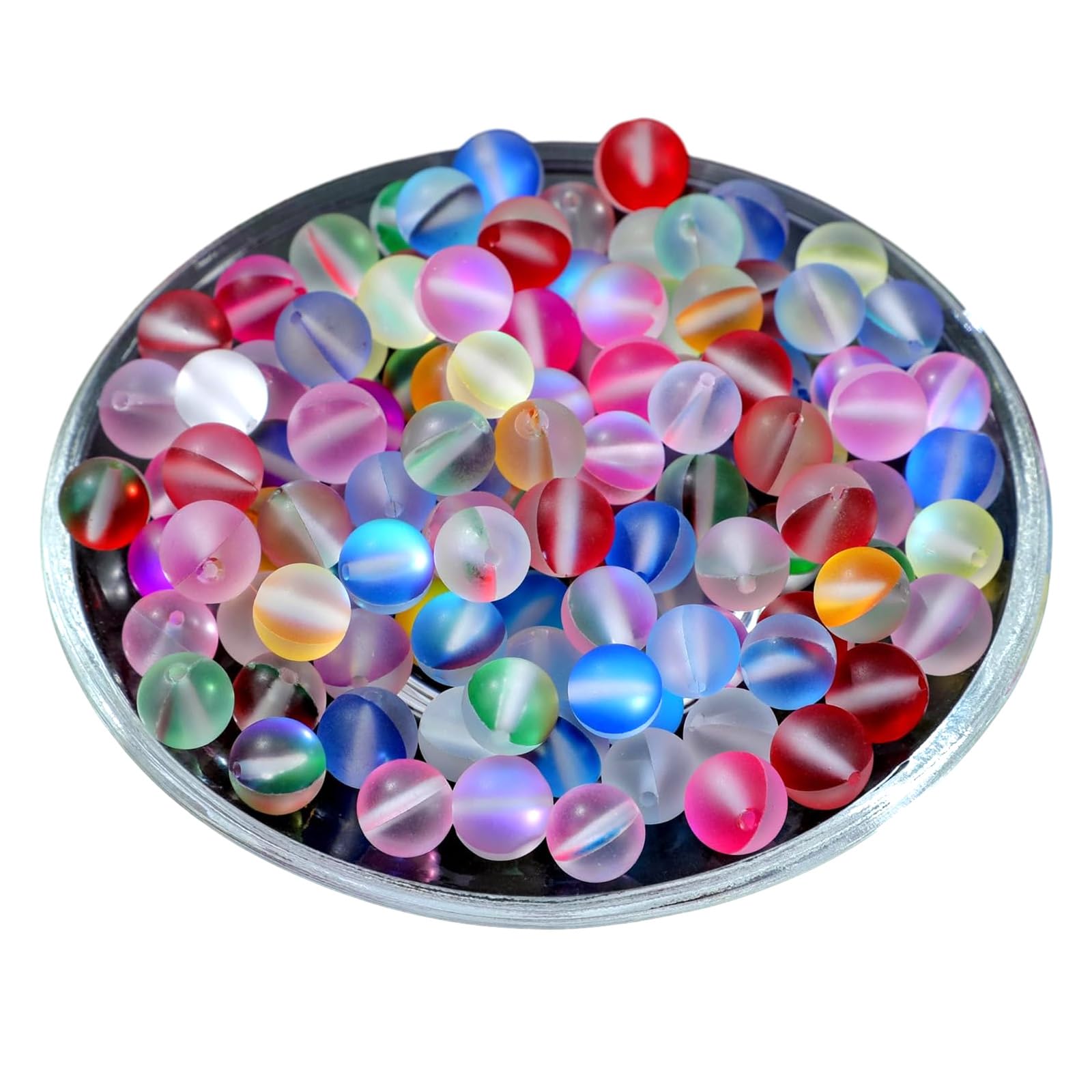 EULAPGOE 110 Pcs Crystal Glass Beads, Glass Beads for Threading, Jewellery Beads, 8 mm Round Jewellery Beads, Colourful Craft Beads, Refracting Glow, Jewellery Making and DIY Craft Decor