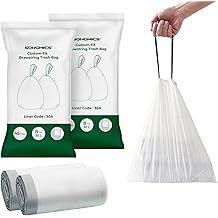 SONGMICS Trash Bags for 8-Gallon (30 L) Trash Cans, Drawstring Kitchen Garbage Bags, Pre-Separated, Liner Code 30A, 2 Rolls,