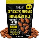Farm Fresh Nuts Roasted Salted Almonds (1LB) - Himalayan Salt, Whole | Kosher, Vegan, Keto Friendly, Whole California Almonds, Dry Roasted Small Batch, Himalayan Salt, Super Crunchy