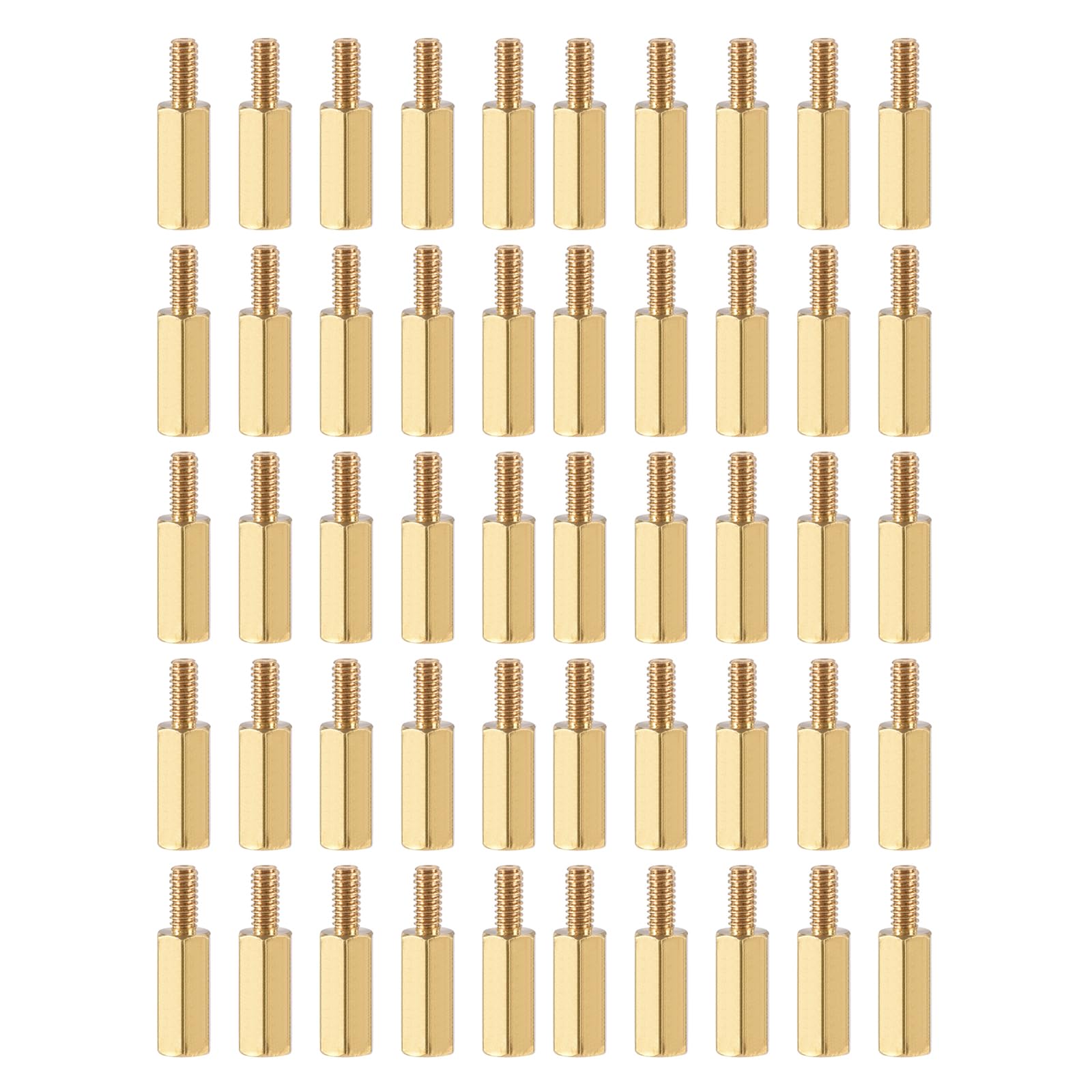 YOKIVE 100 Pcs M2.5 Standoff Screws, Brass Hex PCB Standoffs, Keep Height Consistent, Great for Motherboard (Gold Tone, 11mm+6mm)