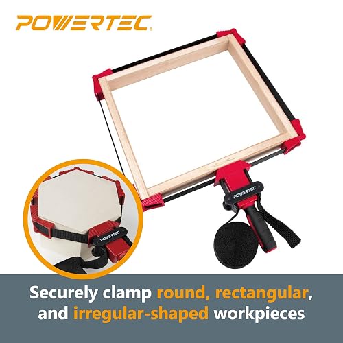 Strap Clamps For Woodworking – Quick Release Band Clamp, 13ft Adjustable Canvas Belt, 4 Corner Jaws, For