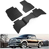 KIWI MASTER Floor Mats for 2009-2018 Dodge Ram 1500 Quad Cab, 2019-2024 Ram 1500 Classic Quad Cab, Custom Fit All Weather Car Mats, Heavy Duty TPE Floor Liners, Front & Rear 2 Row, Black