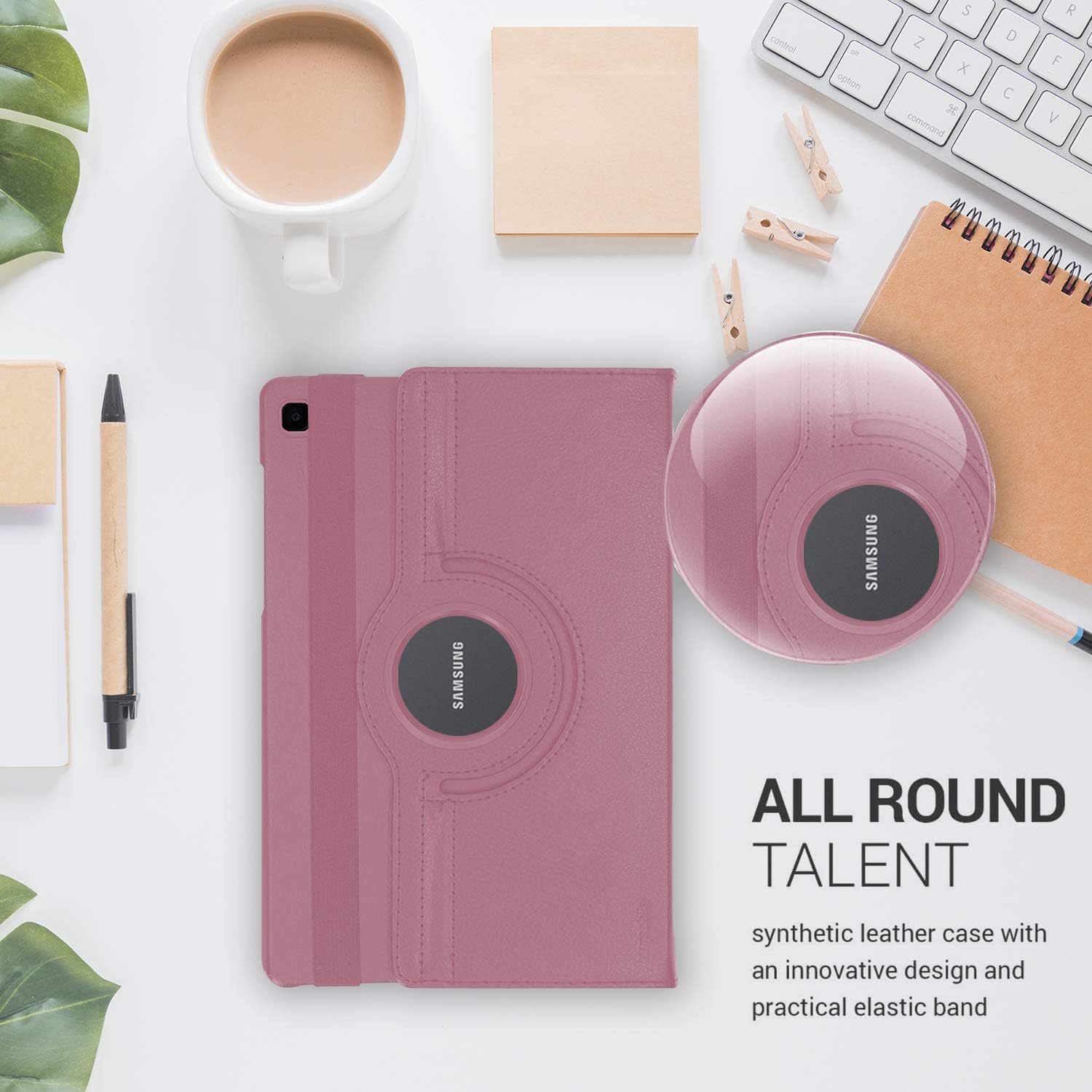 DN Technology Case For Samsung Galaxy Tab A7 10.4 inch 2022/2020 Multi Angle 360° Rotating Smart Folio Protective Tablet Cover (SM-T509/T500/T505/T507) (ROSE GOLD) - Image 5