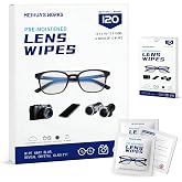 120 Count Lens Wipes for Eyeglasses, Eye Glasses Cleaner Wipes for Screens | Pre-Moistened Individually Wrapped, Streak-Free Scratch-Free, Travel, Eyeglass Cleaning Wipes for Sunglasses, Camera Lens
