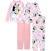 Bluey girls 4-piece Snug-fit Cotton Pajama Set, Soft & Cute for Kids