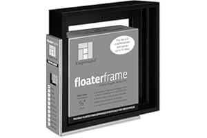 Ampersand Art Supply Floaterframe Readymade Frame for Flat and 7/8" Deep Wood Panel and Canvas Artwork, Paintings, Prints, and More, 6"x6", Black Thin