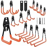 Garage Hooks, 16 Pack Heavy Duty Steel Garage Hooks, Utility Garage Wall Organization Hooks with Anti-Slip Coating for Garage
