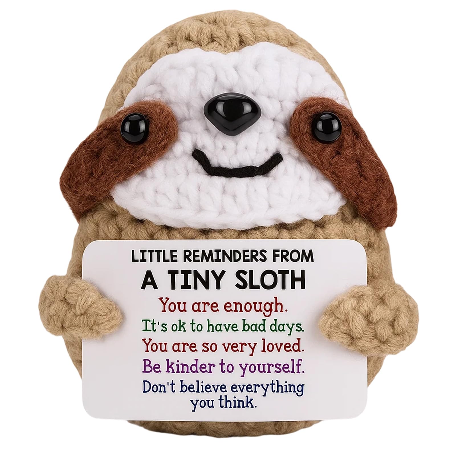 KxrTpx Sloth Handmade Crochet Gift, Positive Affirmation Cards, Emotional Support Gift for Women, Inspirational Gifts for Birthday Graduation, Cheer Up Gifts for Friends and Family