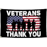 Shuitouk Thank You Veterans Day Flags for Outside 3x5 Ft Soldiers Heroes Patriotic Memorial Day American Flag Banners for Yard Sign Outdoor House Decorations
