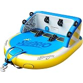 Sunrio 2025 Upgrade Towable Tubes for Boating 1-3 Riders Inflatable Water Sport Towable Tube for Boat Heavy Duty Nylon Cover with Zipper Bolster Fins Safety Air Valve Padded Handle