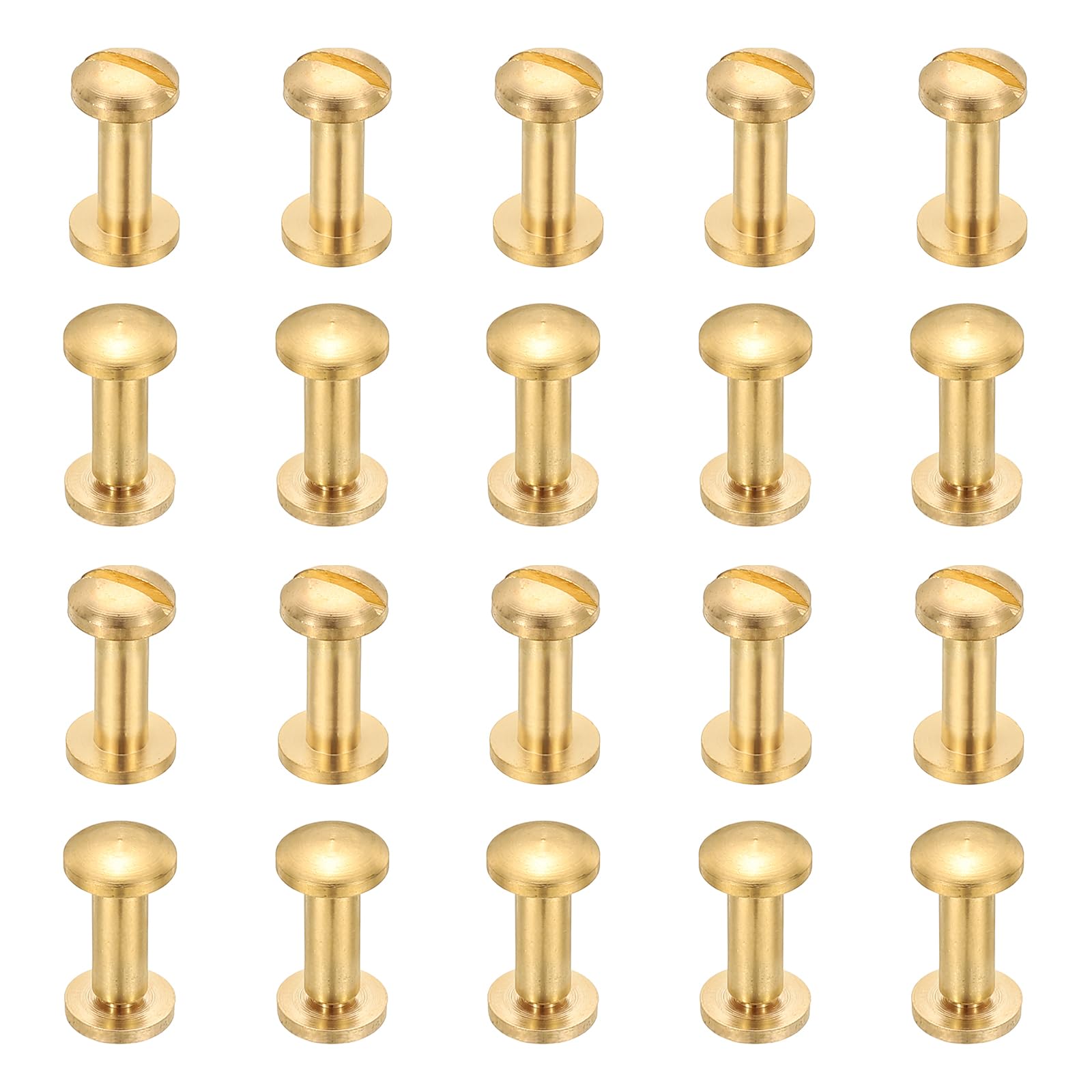 PATIKIL Chicago Screws, 20 Sets M4x12mm Brass Chicago Screw Phillips Binding Post Screw Rivets for Leather Belt Scrapbook Photo Albums, Gold