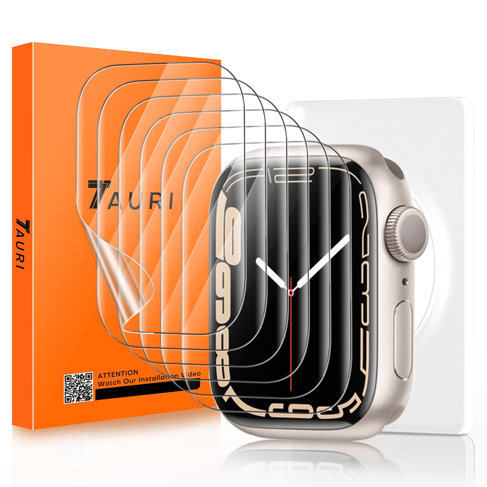 TAURI 6 Pack Screen Protector Designed for Apple Watch Series 9 8 7 41mm & Series 6 5 4 SE 40mm, Bubble-Free, Easy Installation, HD Clear, TPU Protective Film for iWatch 41mm/40mm