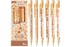 MOZXIRZ 4 Pcs Cute Mechanical Pencils with Eraser 0.5mm Cartoon Capybara Mechanical Pencil School Pencil for Boy Girl Women (6pcs Capybara)