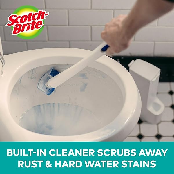 SCOTCH-BRITE DISPOSABLE TOILET SCRUBBER REFILLS, REMOVES RUST & HARD WATER STAINS, 10 DISPOSABLE REFILLS BLUE