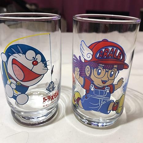 Amazon 昭和レトロ 未使用 三ツ矢サイダー グラス アラレちゃん ドラえもん 2個 Dr ドクタースランプ 鳥山明 レア おもちゃ ホビー