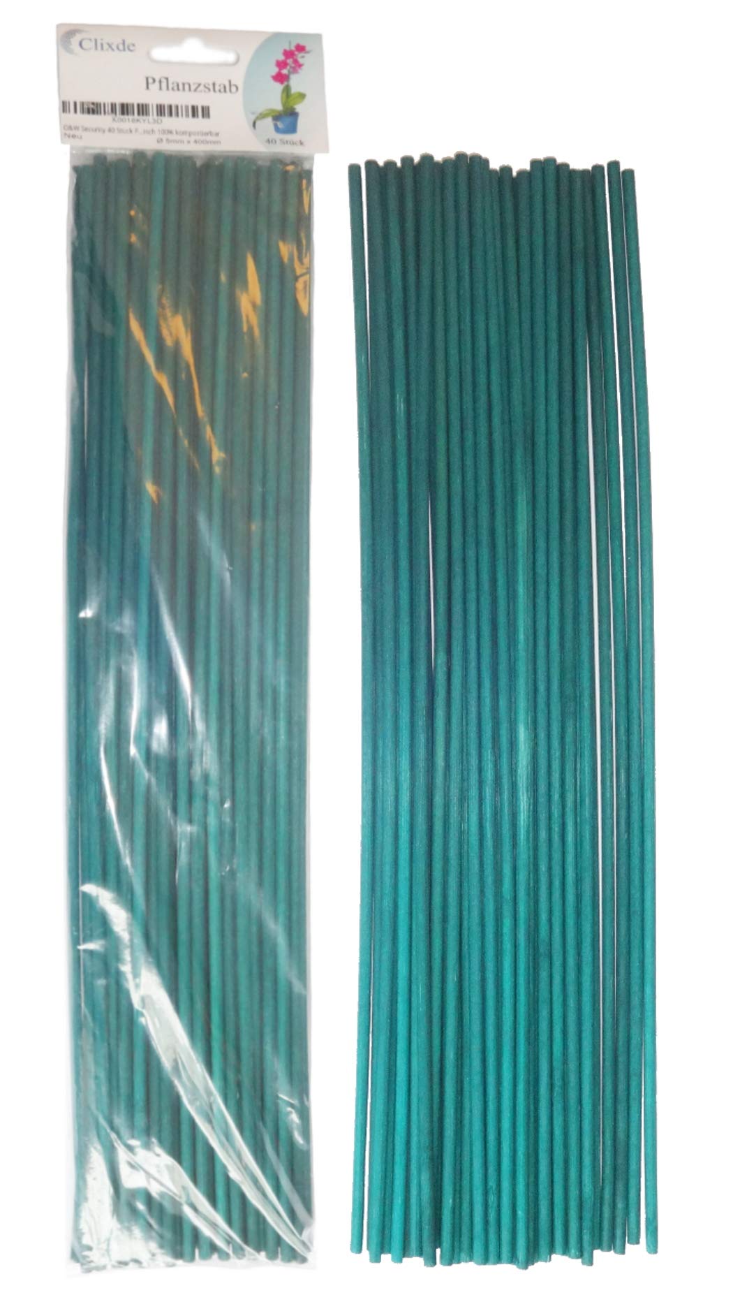 O&W Security 40 Pieces Plant Stakes Plant Supports Tomato Stakes Trellis Wood Green 40 cm Ecological 100% Compostable Produktname