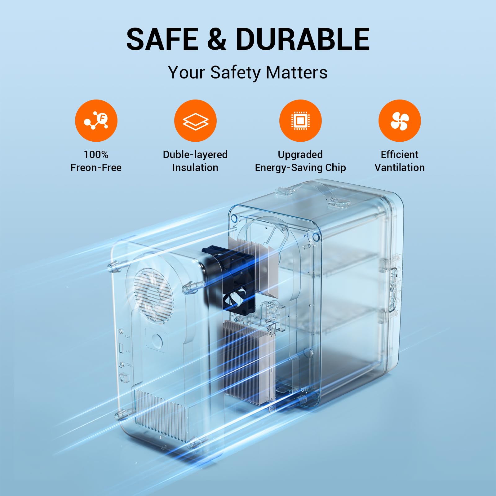 SUAVO Mini Fridge for Bedroom Skincare Fridge 6L/8 Cans Small Refrigerator Compact Refrigerator 110V AC/12V DC Portable Cooler and Warmer for Skin Care Cosmetic Beverages Drinks, Office Dorm and Car - Image 7