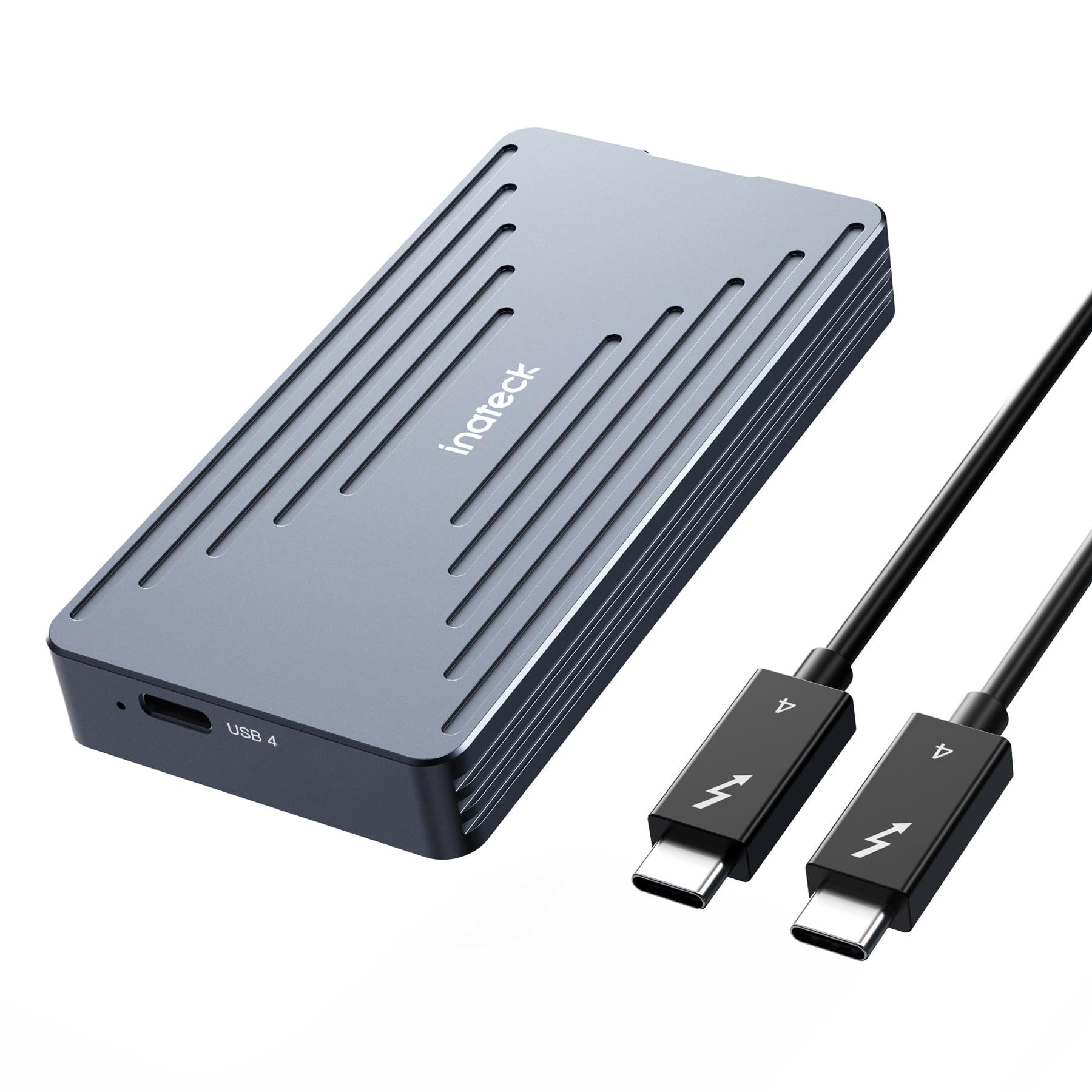 Inateck 40Gbps M.2 NVMe SSD-Gehäuse, Aluminium Festplattengehäuse, USB4.0/Thunderbolt 4, werkzeuglose Installation für windows 8/10/11, Mac OS, unterstützt 2230/2242/2260/2280 SSDs, M-Key, FE2028