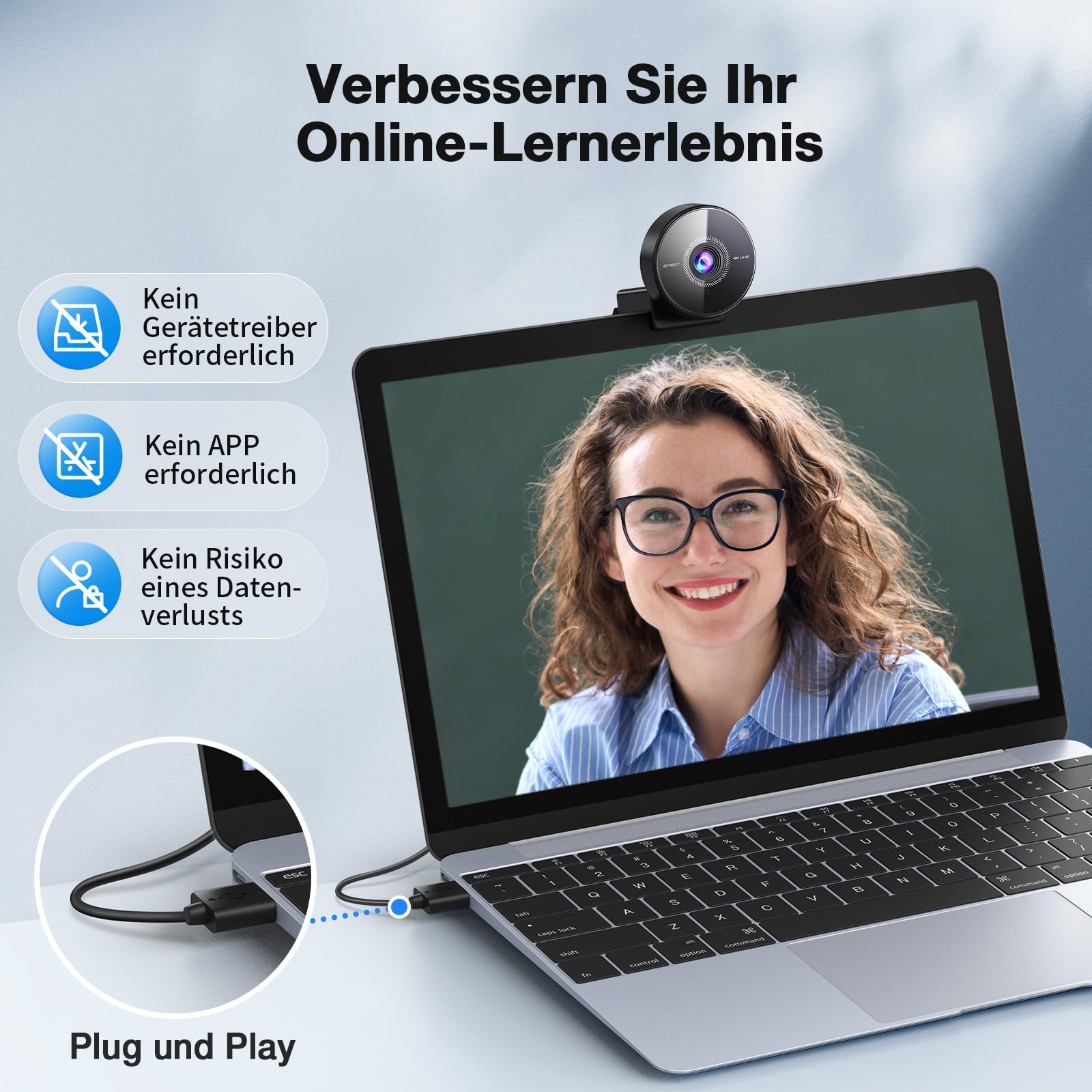 EMEET C950 4K Webcam für PC, 8 Megapixel 4K UHD, PDAF-Autofokus, Mikrofon mit Geräuschunterdrückung, 73° FOV, 1080P@60FPS, Sichtschutz, USB 2.0 Plug&Play, Webcam Ideale für Zoom/Teams 3