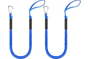 SCGFPOE 4FT Bungee Dock Lines for Boat | Single Hook Dock Rope | Ideal Boat Ropes for Kayak, Jet Ski & Pontoon (Blue)