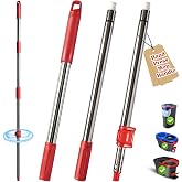 Spin Mop Stick Replacement Handle Parts for Ocedar Spin Mop/ H2pro Flat Mop | 30" to 53" Hand Press Mop Handle, 3‑Section Heavy‑Duty Stainless Steel Telescopic Pole (Mop Head &amp; Base Excluded)