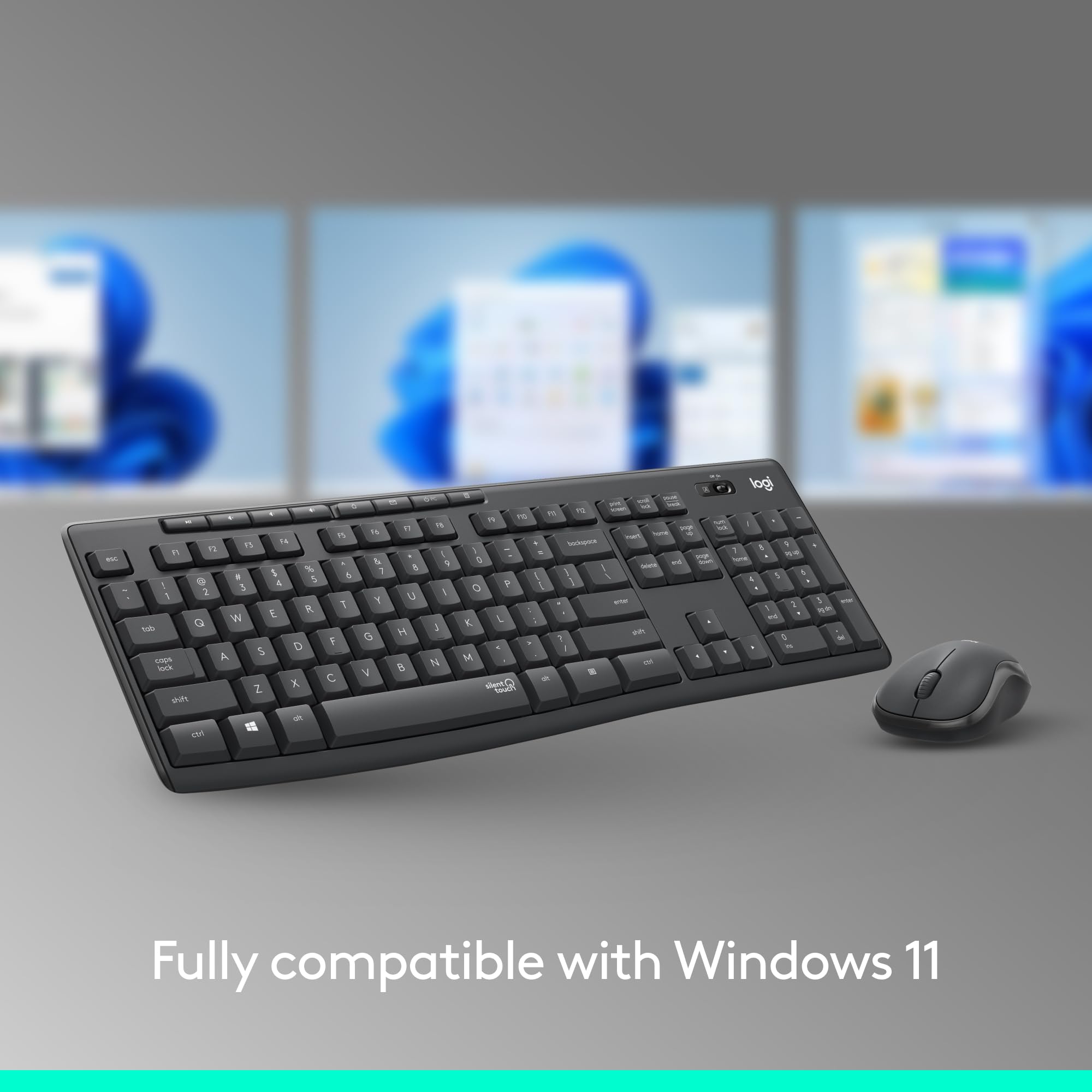 Logitech MK295 Silent Wireless Mouse & Keyboard Combo with SilentTouch Technology, Full Numpad, Advanced Optical Tracking, Lag-Free Wireless, 90% Less Noise, QWERTY UK English Layout - Black