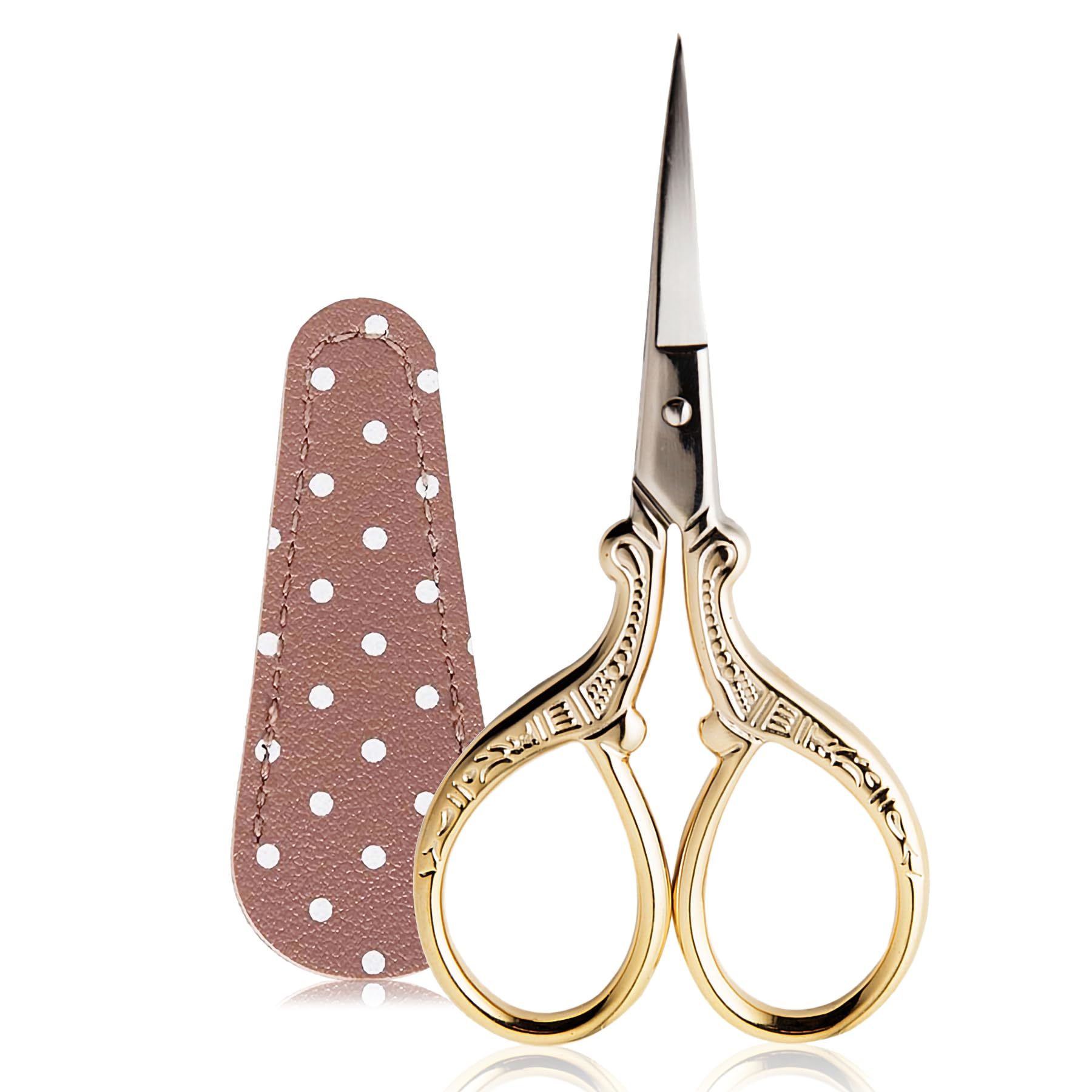 BIHRTC Small Scissors Sharp Stainless Steel Sharp Tip 3.6Inch Crochet Stork Scissors for with Leather Cover for Sewing Crafting Embroidery Scrapbooking Art Work