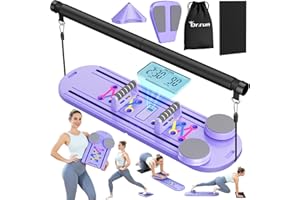 DR.RUN Pilates Board, Pilates Reformer Set, 7 in 1 Multifunctional Pilates Reformer Machine with Timer, Portable Foldable Pilates Board for Home Workout, Pilates Kit with Storage Bag
