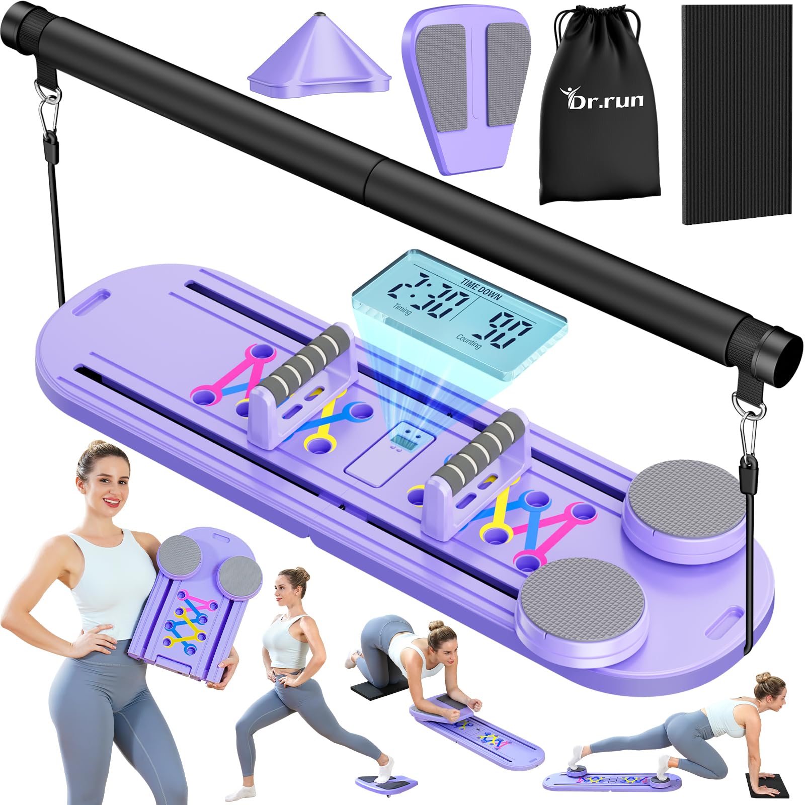 Photo 1 of ***Factory seal***

Pilates Board, Pilates Reformer Set, 7 in 1 Multifunctional Pilates Reformer Machine with Timer and Storage Bag, Portable Foldable Pilates Board for Home Workout, Purple?Pallet of Product