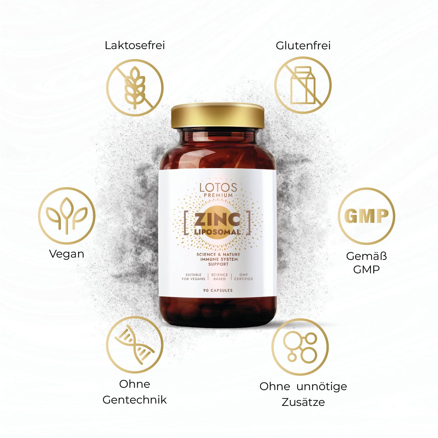 Zink Kapseln Hochdosiert 20 mg - Liposomales Zink mit Hoher Bioverfügbarkeit - Für Haut Haare Nägel & Immunsystem - Vegan - 90 Kapseln - GMP Qualität 7