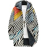 MARSVOVO Long Hooded Cardigan Men Lined Fleece Fashion Graphic Coat Fall And Winter Loose Casual Warm Hooded Jacket