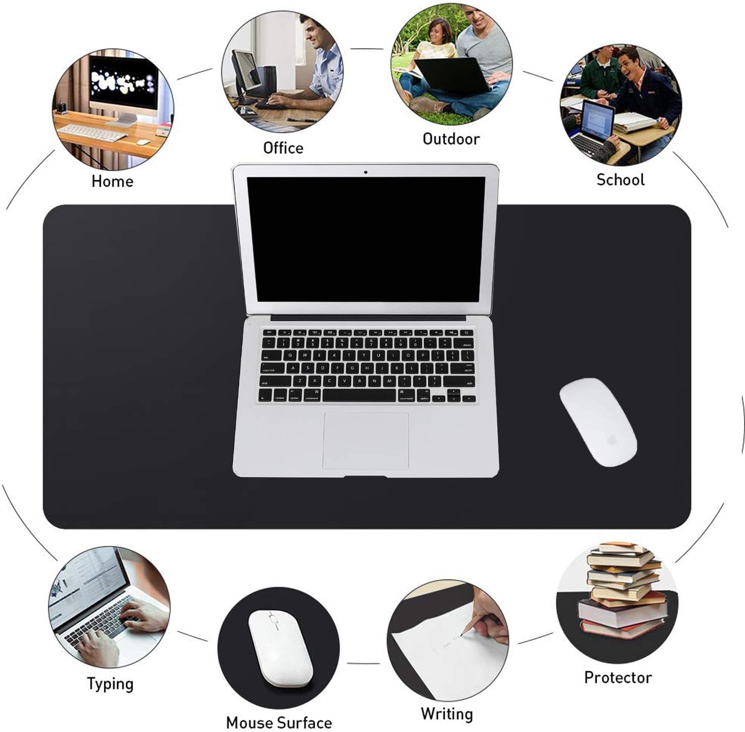 JOYIT 31.5" x 15.7" PU Leather Desk Pad Protector - Dual Sided Office Desk Mat, Non-Slip Desk Mouse Pad, Waterproof Desk Blotter Pad Keyboard mat for Desk : Office Products